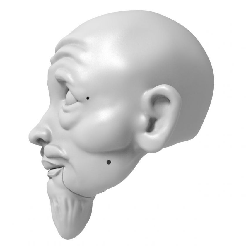 3D Model hlavy Japonského samuraje pro 3D tisk 135 mm