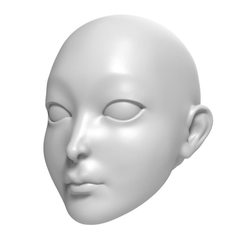 3D Modèle de tête d'une Princesse pour l'impression 3D 127 mm