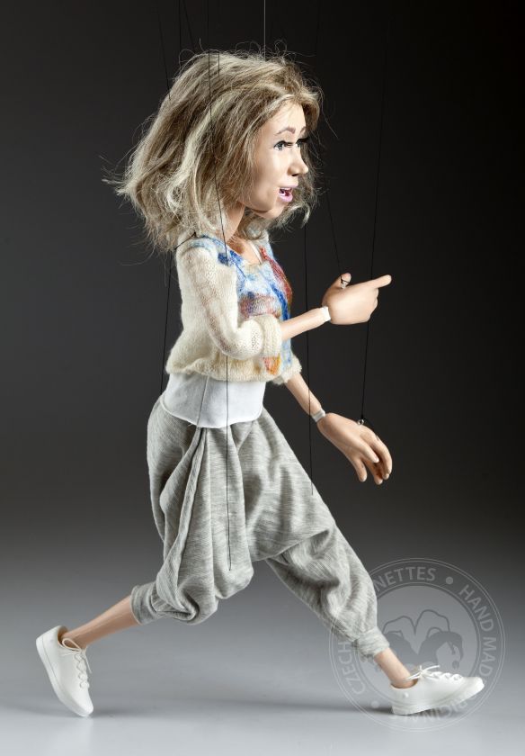 Portrait marionette Blonde Lady - 80cm (30inch), movable mouth