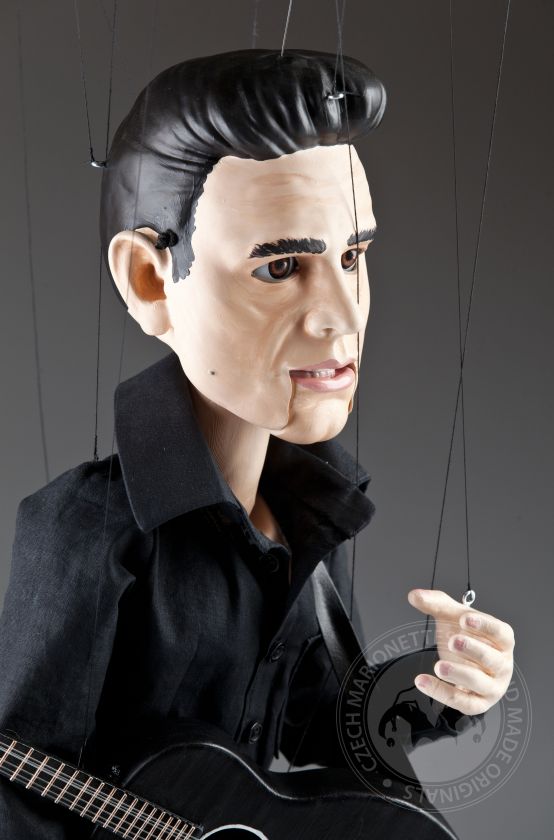 Portrait marionette Johnny Cash - 80cm (30inch), movable mouth