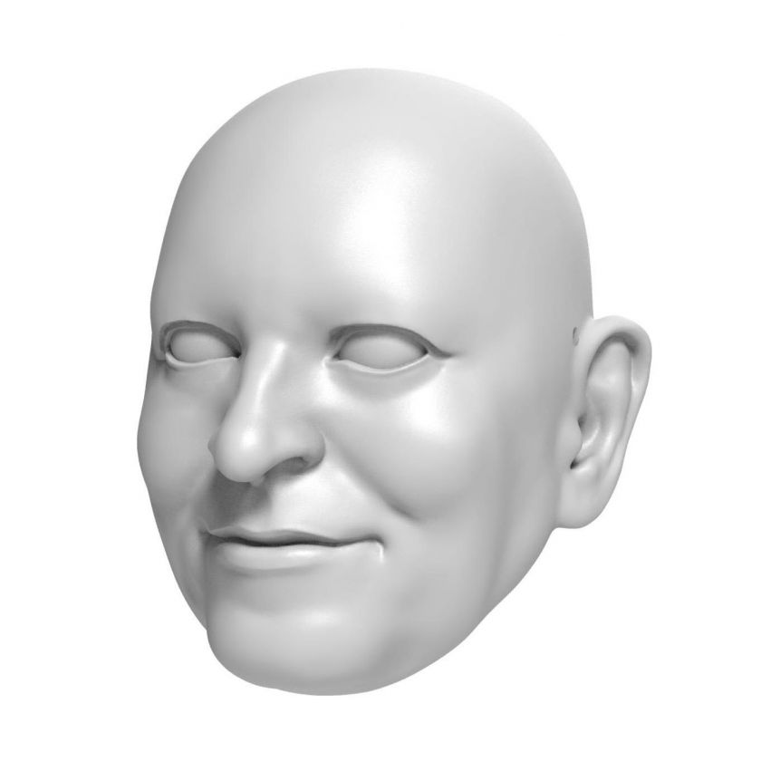 3D Model of a satisfied man's head for 3D print 127mm