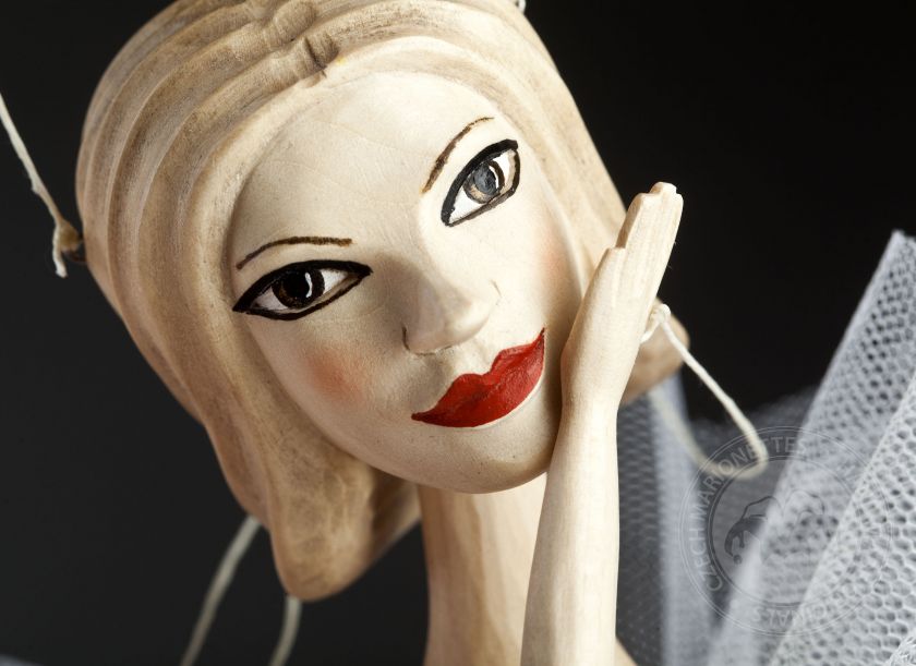 Ballerina wooden hand-carved marionette
