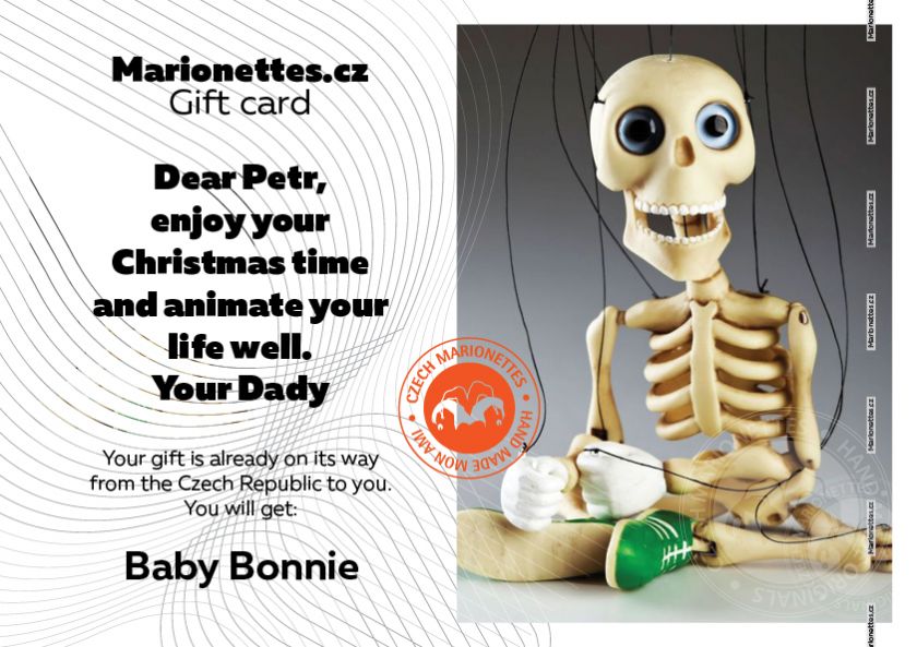 Gift card in pdf file as a gift when purchase a marionette