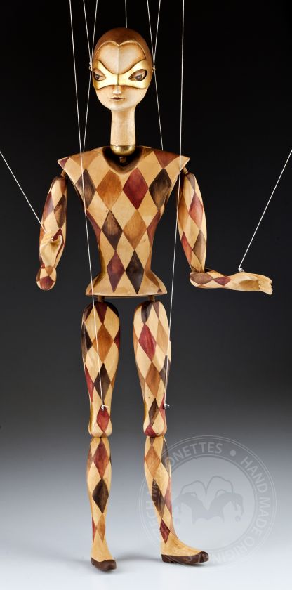 Marionnette arlequin en bois
