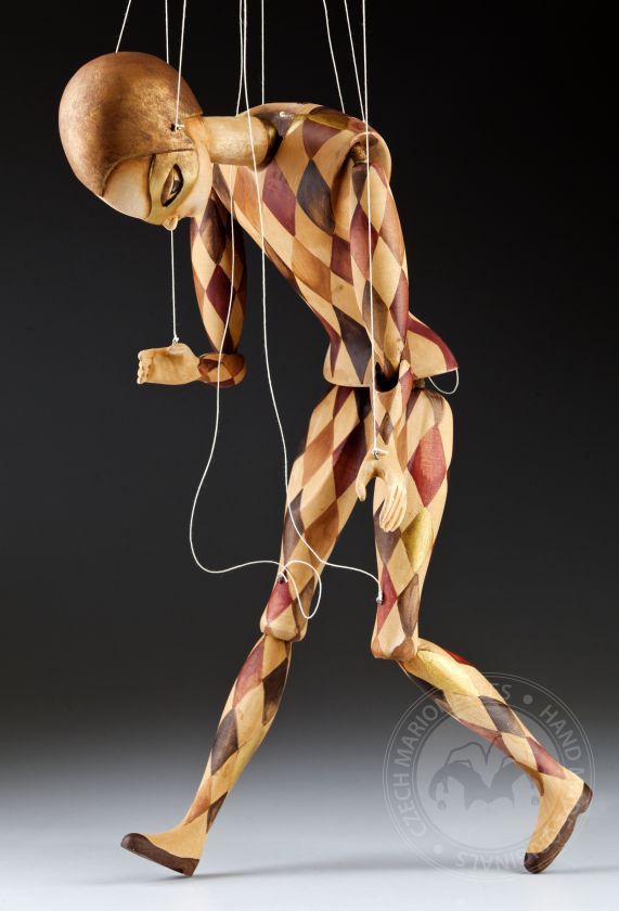 Harlequin  wooden marionette