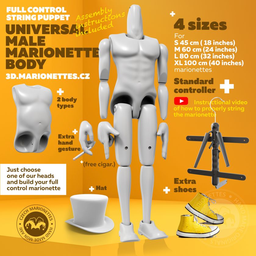 3D Model těla loutky s pohyblivým trupem pro 3D tisk