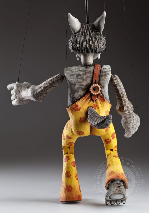 Dude Wolf - fantastische Marionettenpuppe aus Holz aus der Zoo Sapiens-Sammlung