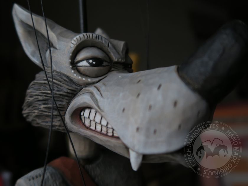 Dude Wolf – awesome wooden marionette puppet belonging to Zoo Sapiens collection