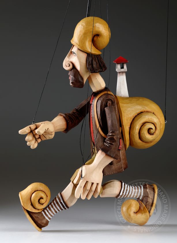 Snail Traveler - a fantastic hand-carved marionette by Jakub Fiala - Zoo Sapiens collection