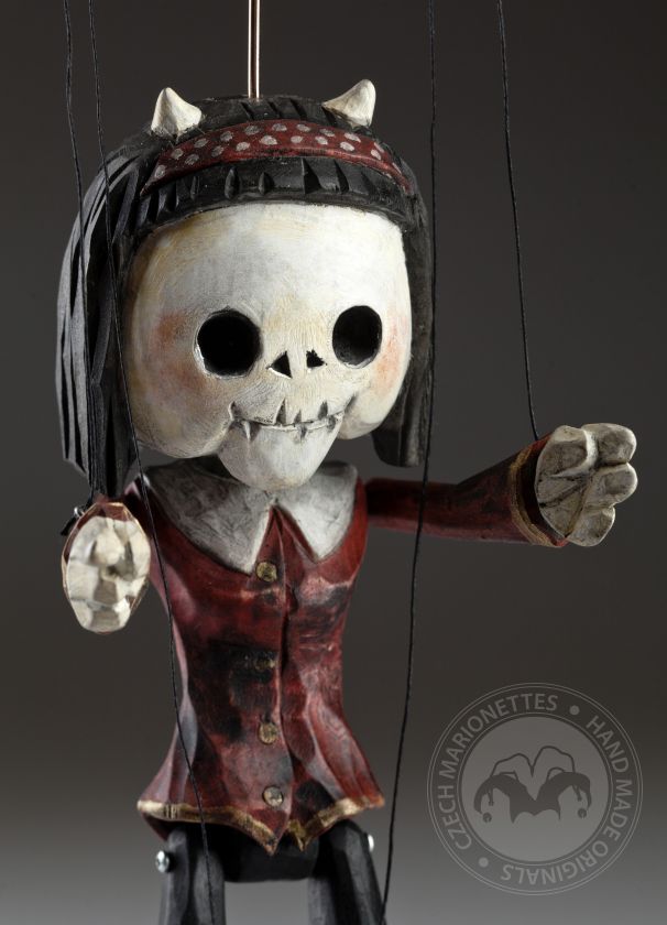 Squelette de superstar comme un dame diable - une marionnette en bois au look original
