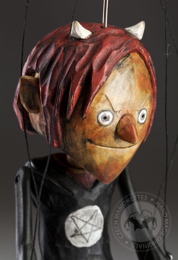 Superstars Devils - a cute devilish couple of hand-carved string puppets