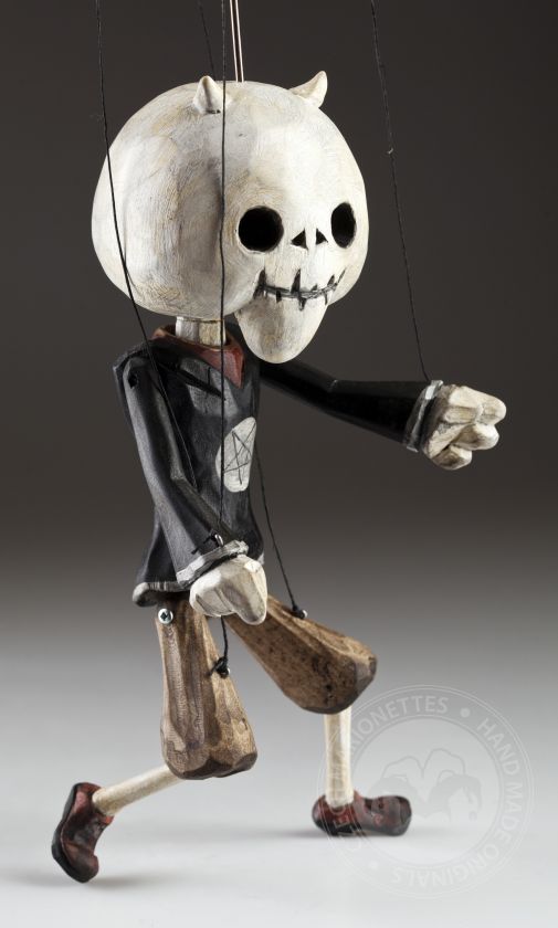 Superstars Devils - a cute devilish couple of hand-carved skeleton puppets
