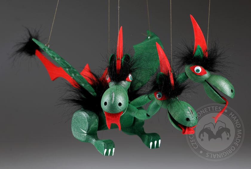 Dragon marionette puppet made from wood
