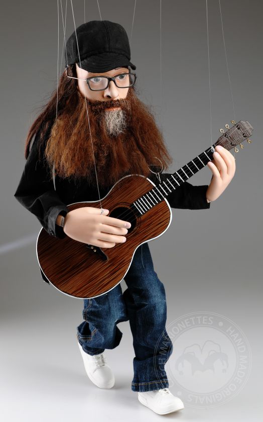 Musician custom-made Marionette with a guitar - 60cm tall basic