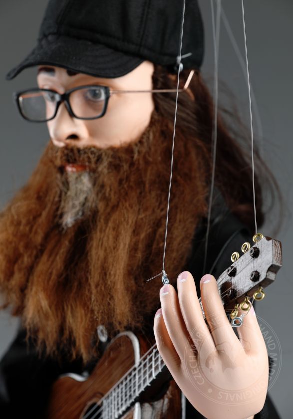Marionetta musicista su misura con chitarra - alta 60cm basic
