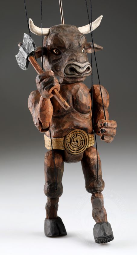 Warrior Bull - hand carved stylized marionette puppet