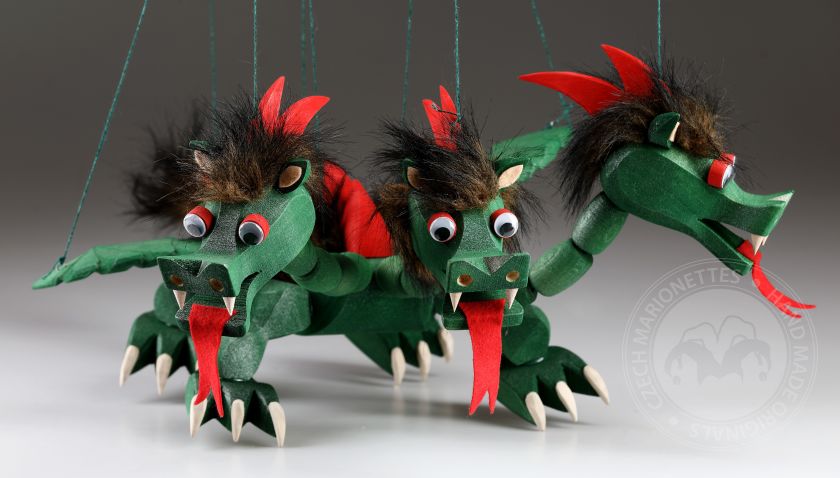 Marionnette de dragon en bois