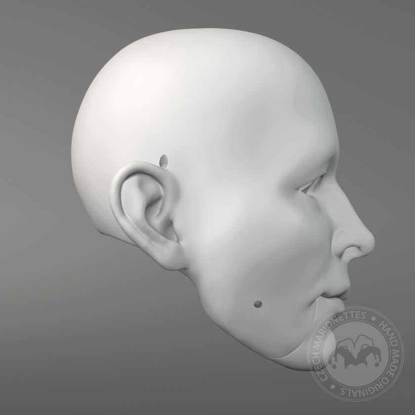 René Daumal, Modello 3D di una testa maschile (per marionetta da 60 cm, occhi e bocca mobili)