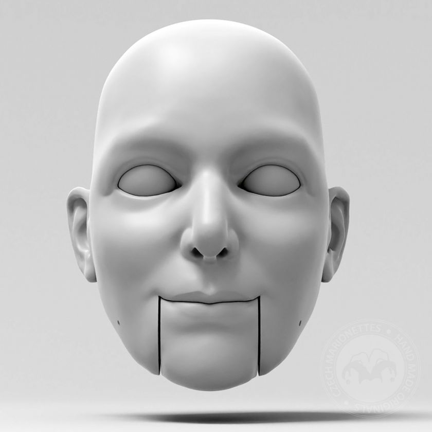 Miss Mystique, Modèle 3D d'une tête de femme (pour marionnette 100cm)