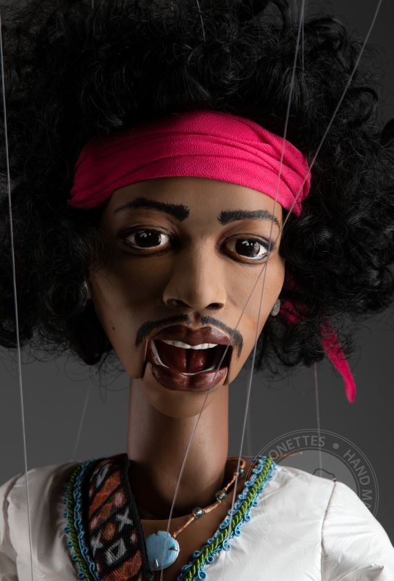 Jimi Hendrix - Portrétní loutka na profesionální úrovni - 60 cm