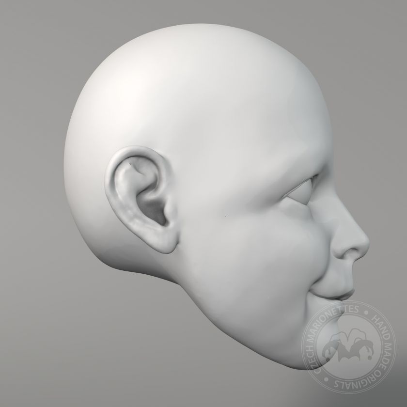 Bambina, modello 3D della testa di un burattino, per marionetta da 60 cm, file stl