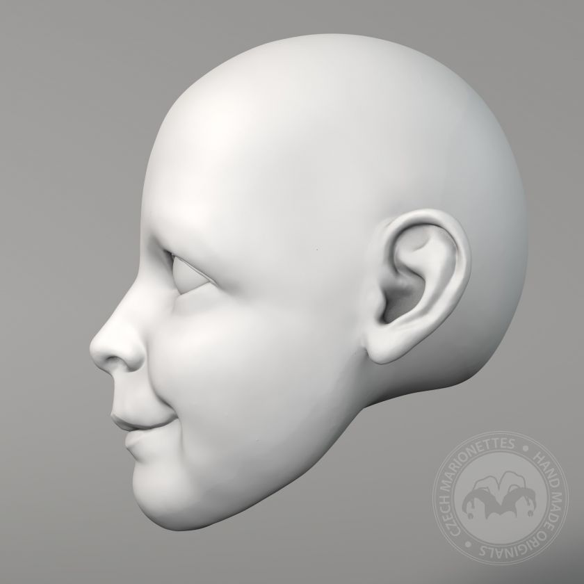 Bambina, modello 3D della testa di un burattino, per marionetta da 60 cm, file stl