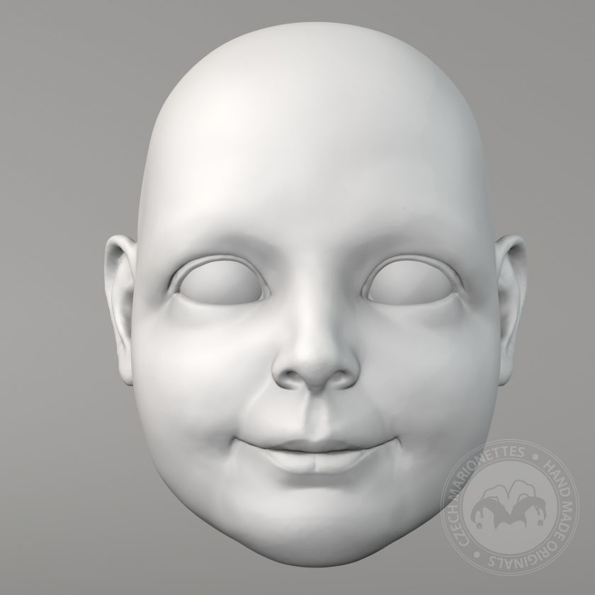 Petite fille, modèle 3D d'une tête de marionnette, pour marionnette 60 cm, fichier stl