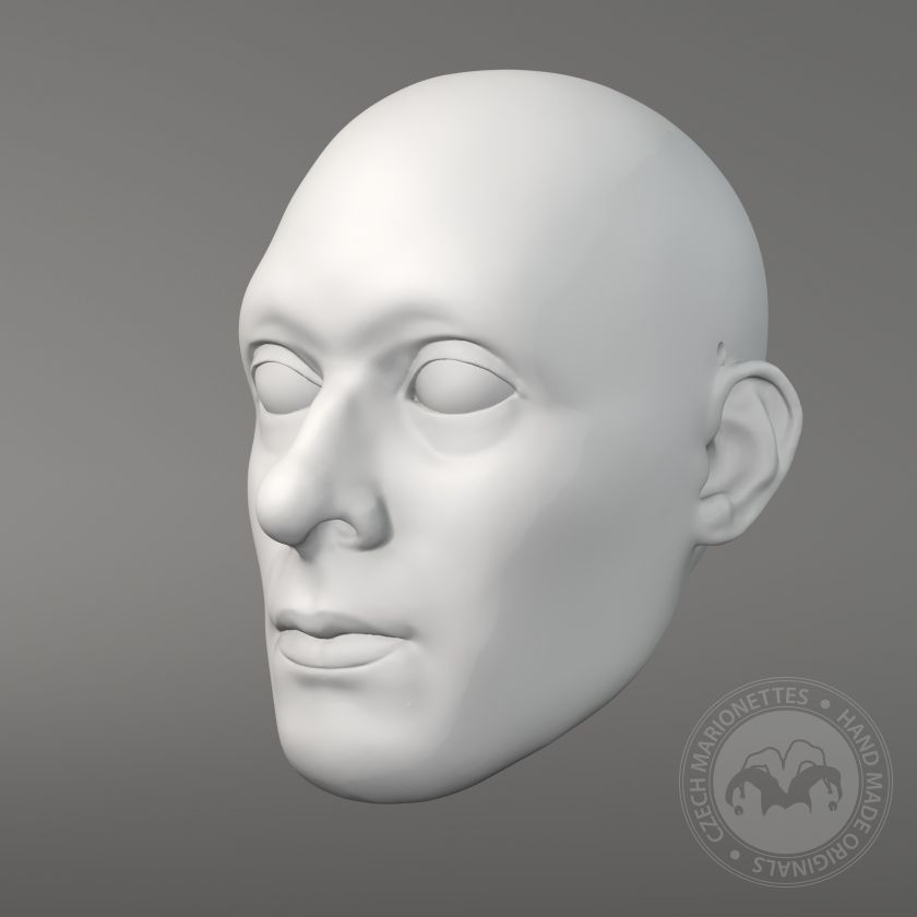 Calm middle-aged man, 3D model of head