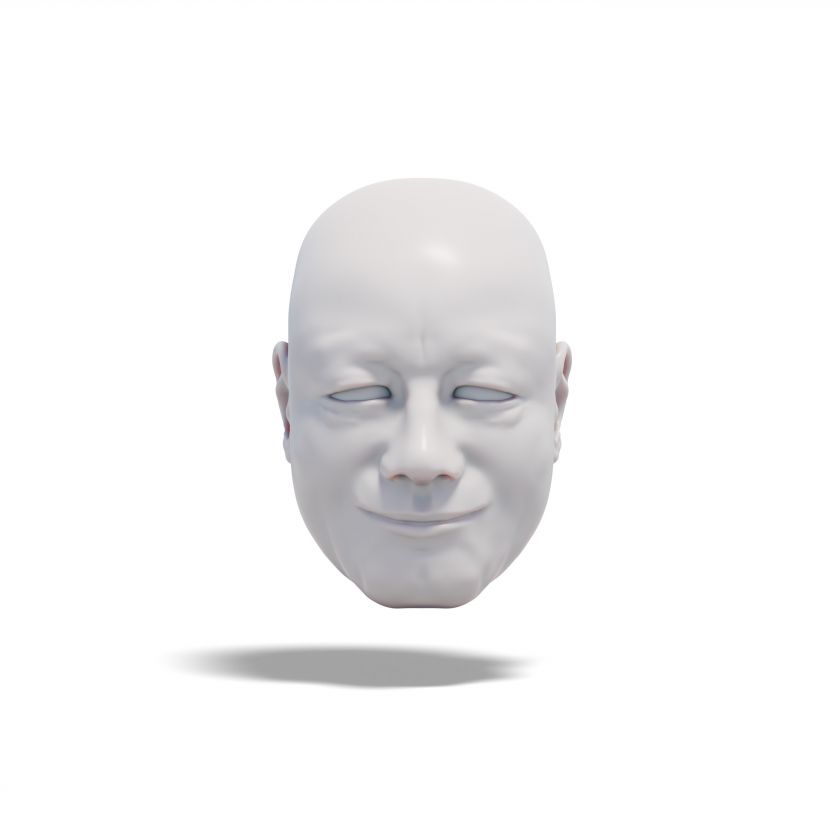 Modello 3D di una testa di gentiluomo sorridente per la stampa 3D