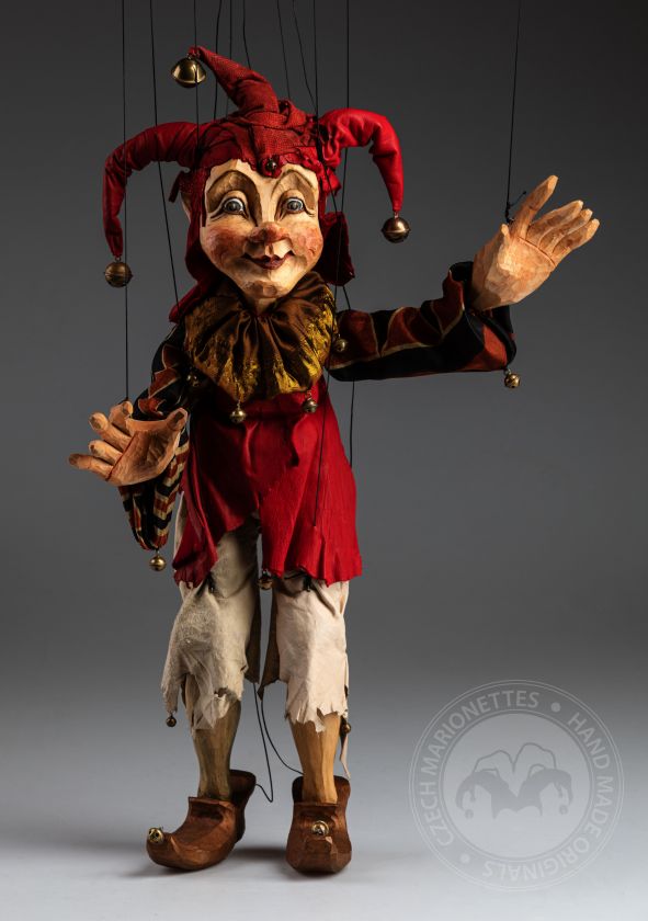Lester The Jester - Marionnette en bois sculptée à la main