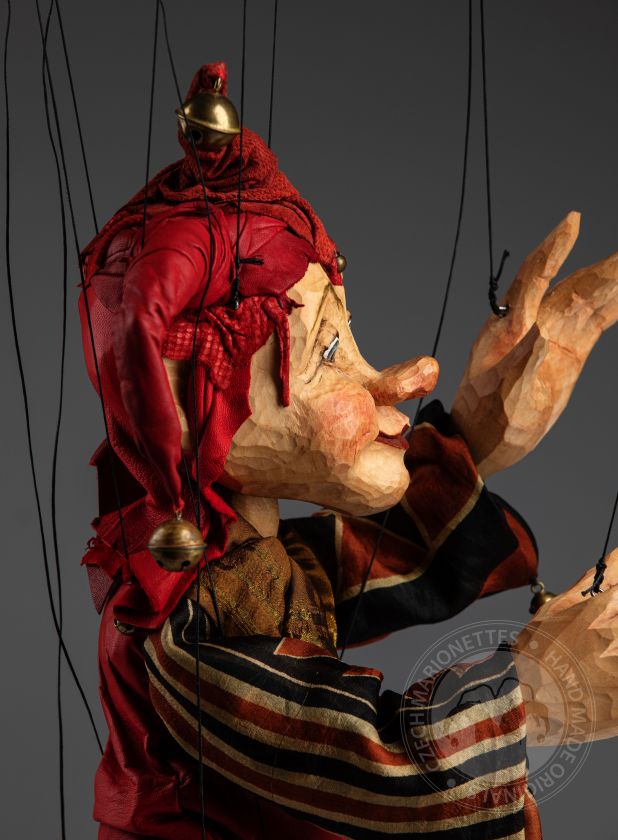 Lester The Jester - Marionnette en bois sculptée à la main