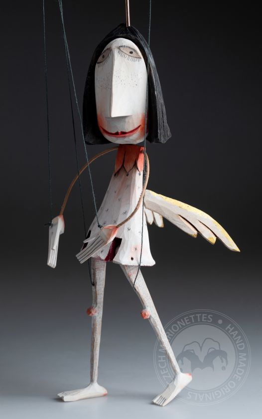 Ange amical - marionnette en bois sculptée à la main