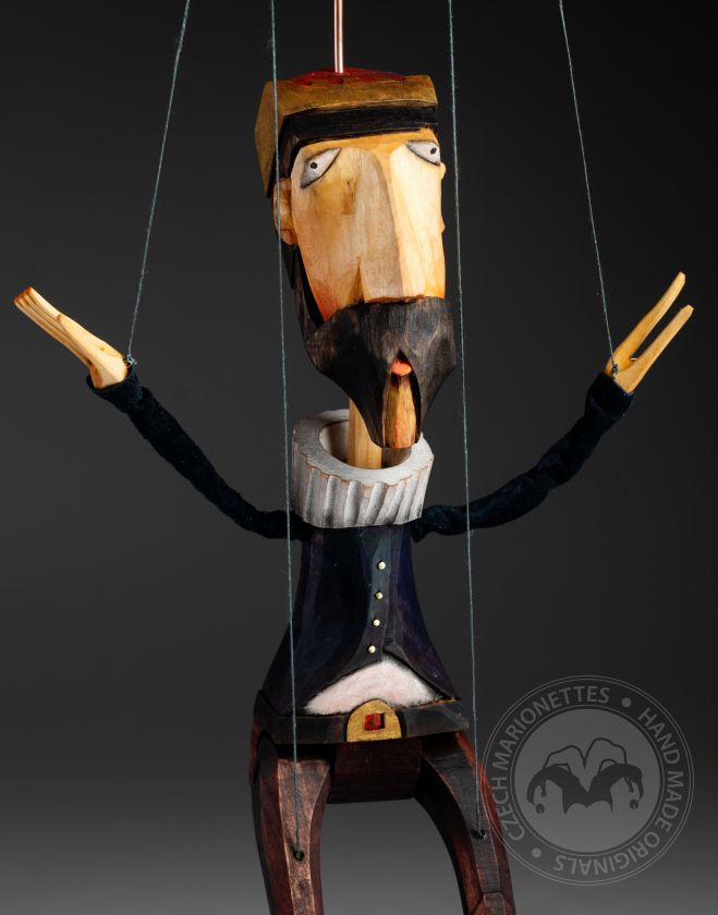 Youthful king - wooden hand-carved marionette