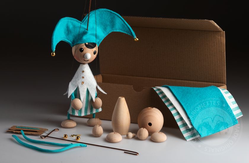 DIY kit - Little Jester wooden puppet 100 pc