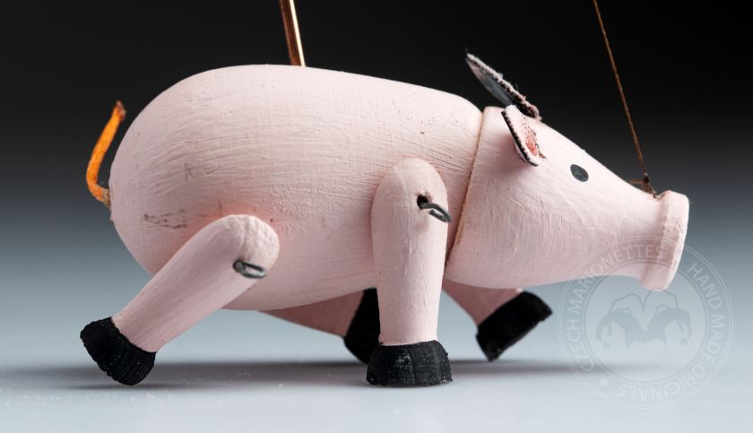 Cochon - Mini marionnette en bois