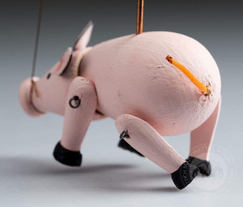 Schwein - Mini Marionette aus Holz