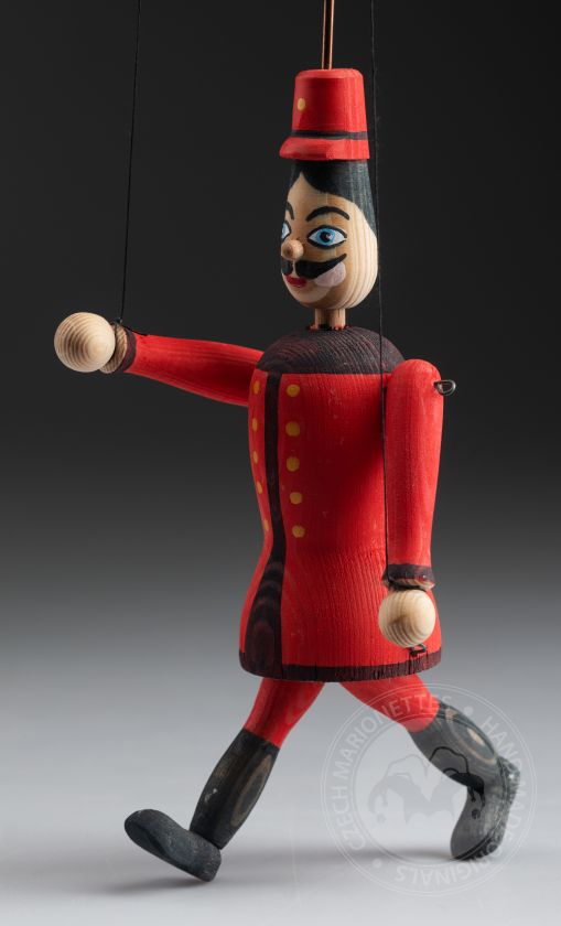 Soldat en rouge - Mini marionnette en bois
