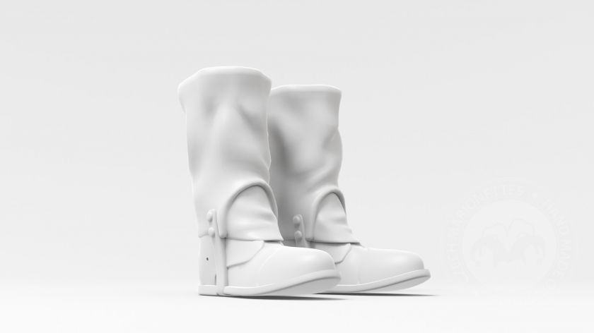 Vysoké kožené boty, 3D model k tisku pro loutku
