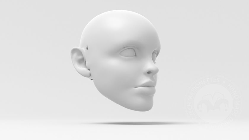 Malá Holčička, 3D model hlavy pro 60cm loutku, stl pro 3D tisk