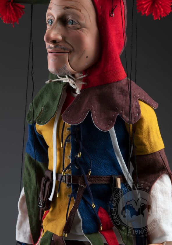 Homme médiéval en costume de bouffon - Marionnette sur mesure