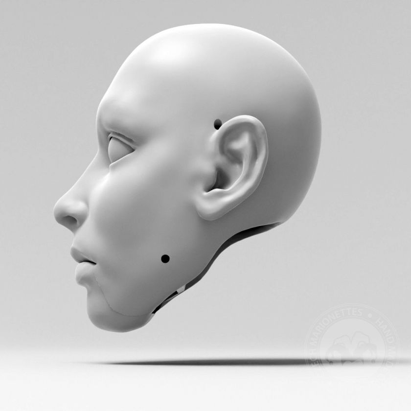 Denise Vanity Matthewsová, 3D model hlavy, pohyblivé oči a otevírací ústa) pro 3D tisk
