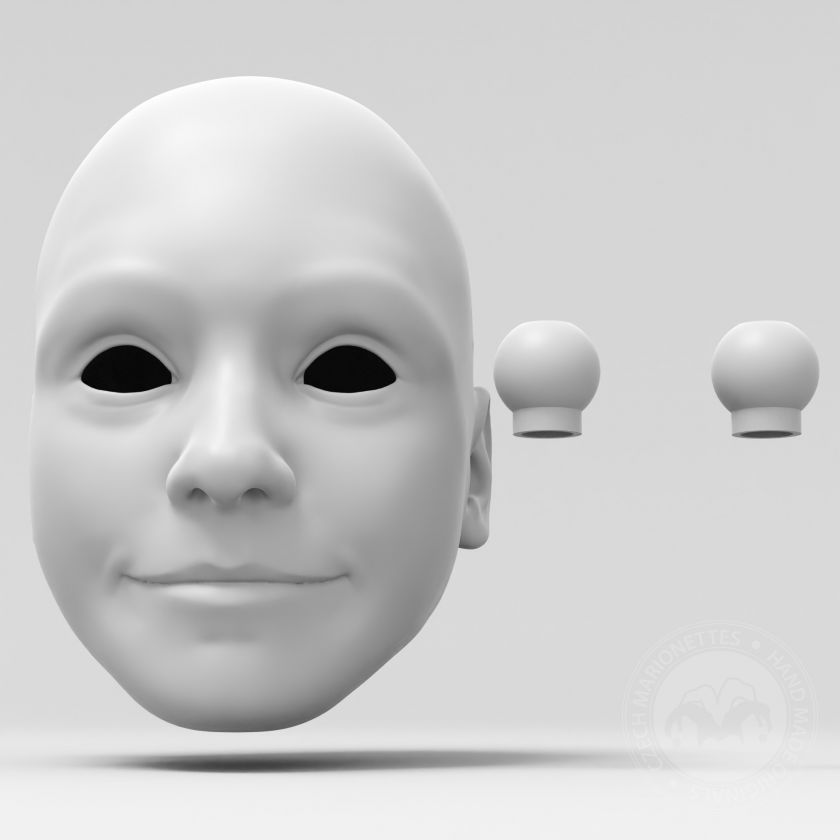 3D model hlavy malé holčičky pro 60cm loutku, stl pro 3D tisk