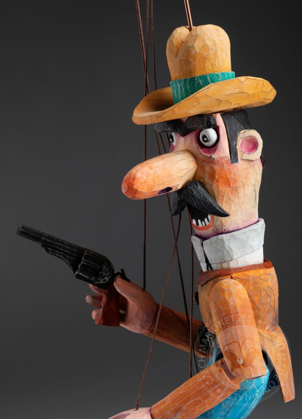 Cowboy chevronné - Marionnette tchèque en bois