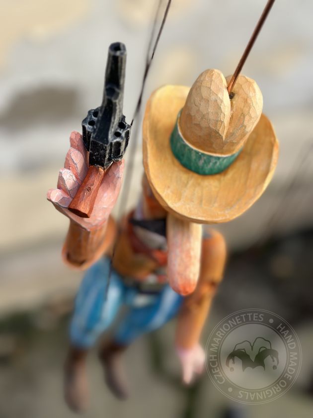 Erfahrener Cowboy - Tschechische Marionette aus Holz