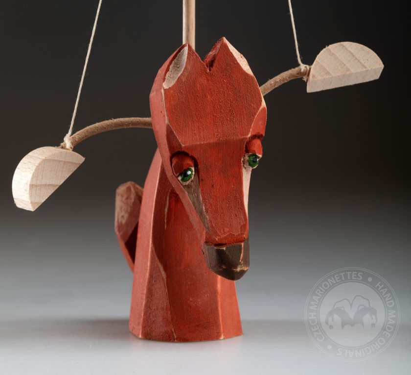 Fox - wooden hand-carved standing puppet