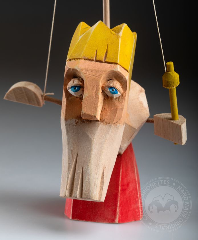 Král - Dřevěná Tyčová Loutka