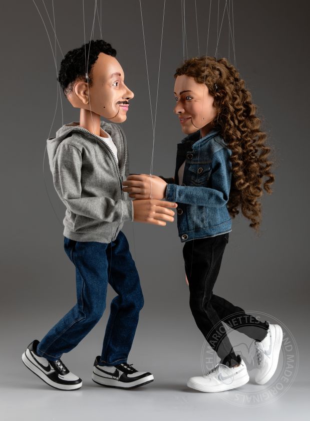 A couple of portrait custom-made marionettes - 60cm (24inches) tall