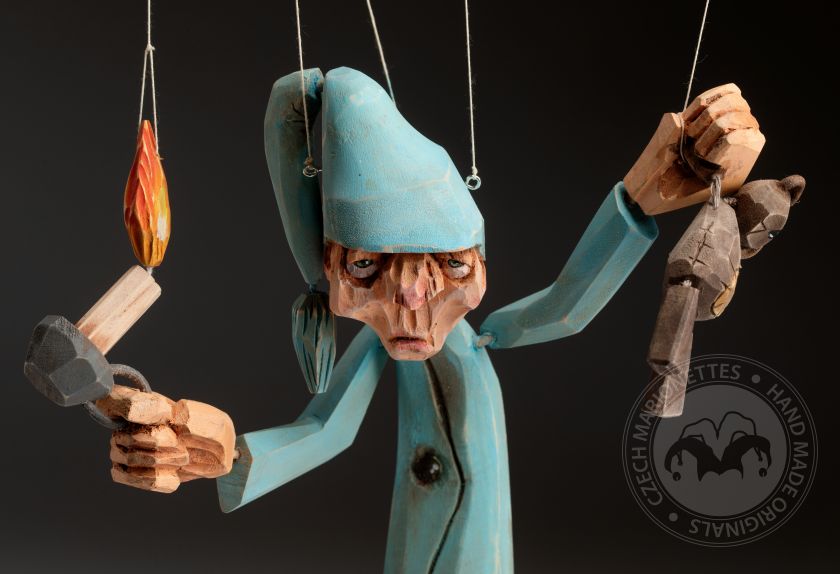 Sleepy – handgeschnitzte tschechische Marionette aus Holz