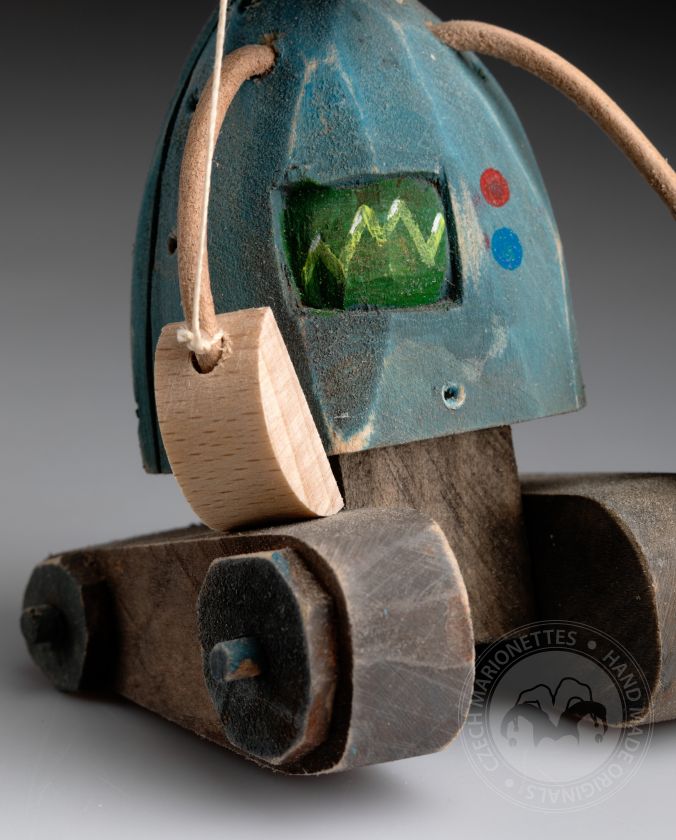 Robot - Marionnette debout en bois sculptée à la main
