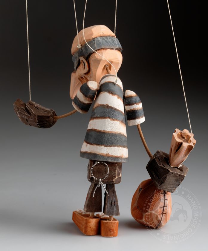 Voleur - Marionnette en bois à tige